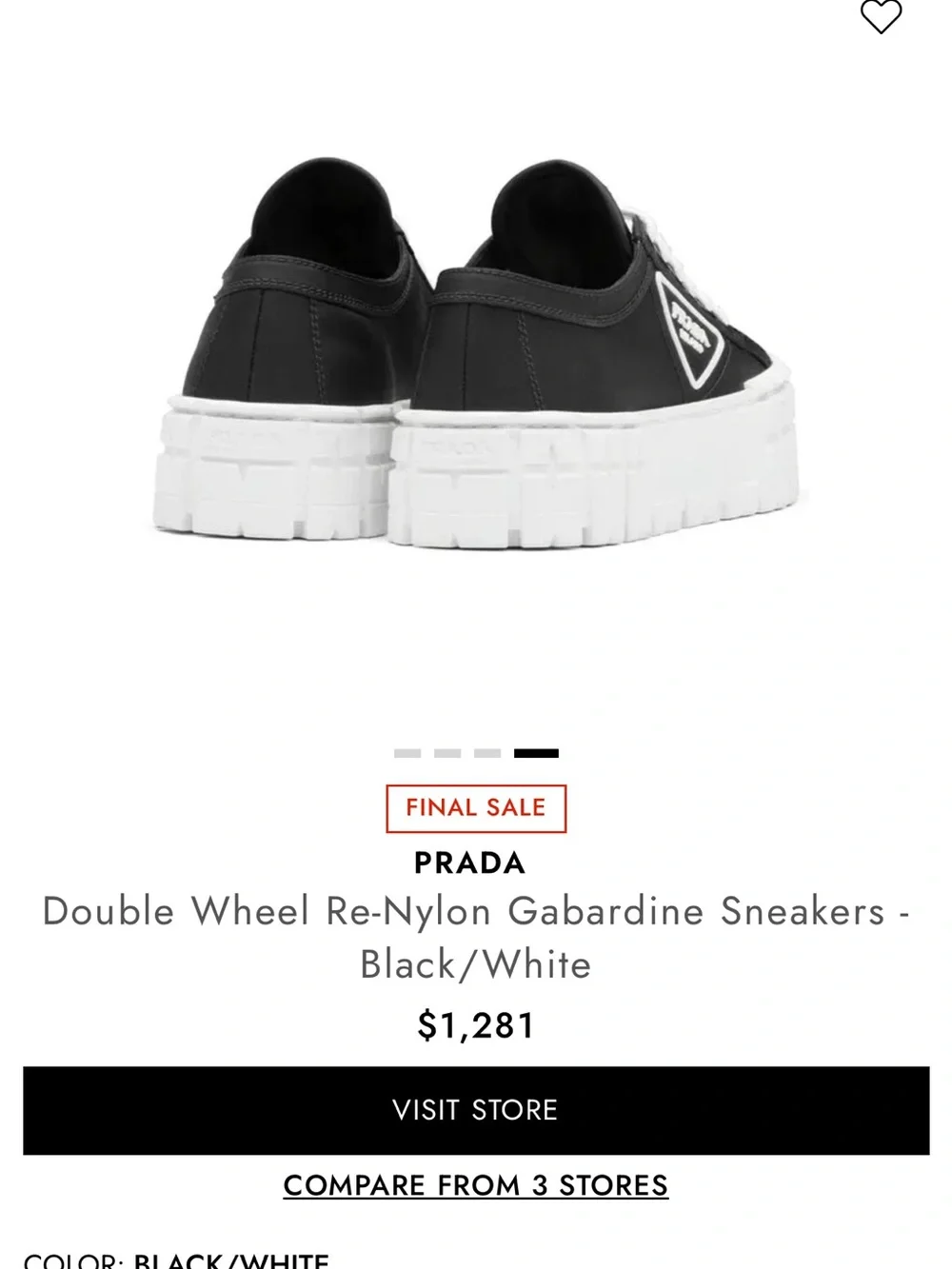 PRADA Double Wheel Re-Nylon Gabardine Sneakers -Black/White